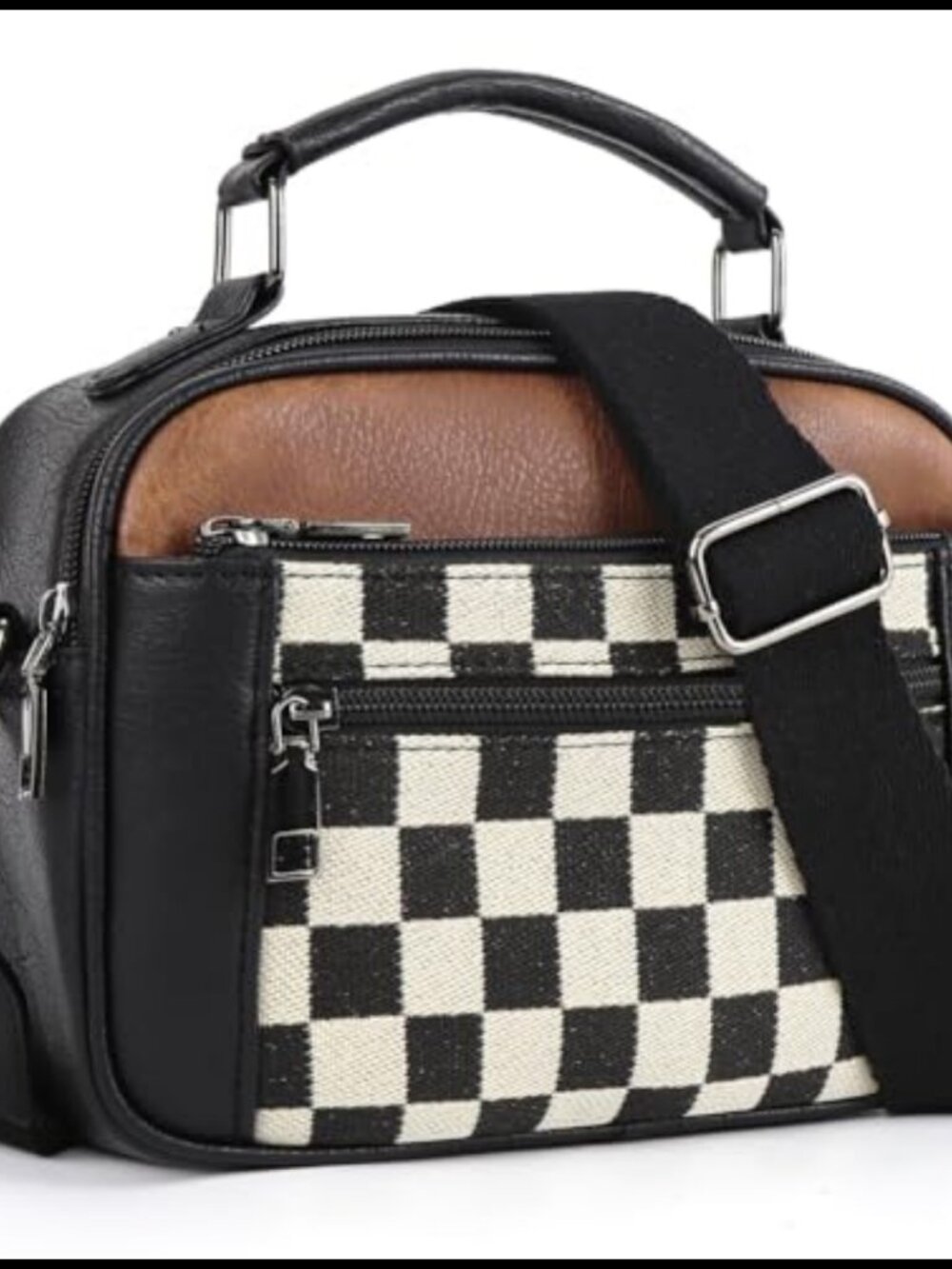 Women's Checkered Crossbody Bag PU Leather Plaid Shoulder Purse